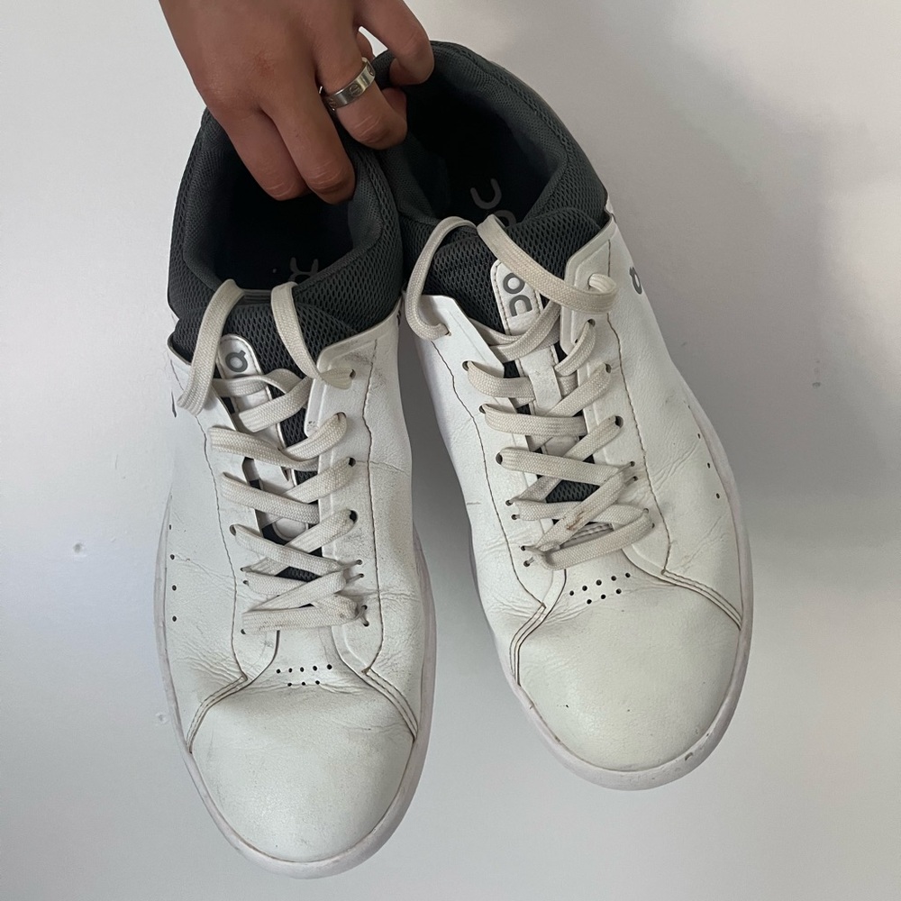 White and Gray Men's On Running Sneakers